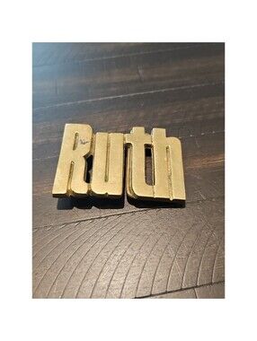 1970s‎ Ruth Name Solid Brass Metal Vintage Belt Buckle ROC Taiwan 4740 2" X 3"